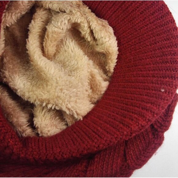 〽️Women’s _2hats(black+wine) Winter Warm Knit Wool Snow Ski Hat with Visor main image 8